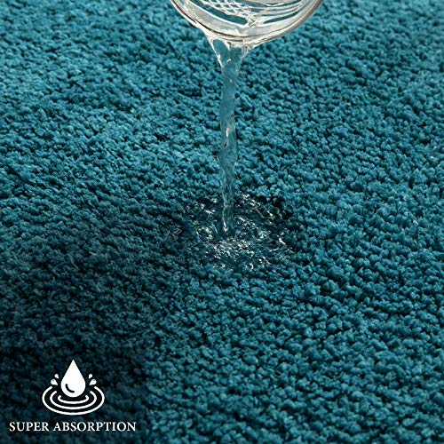 MIULEE Set of 2 Non Slip Shaggy Bathroom Rugs Extra Thick Soft Bath Mats Plush Microfiber Absorbent Water for Tub Shower Machine Washable (Teal, 16x24 inches) - Image 3