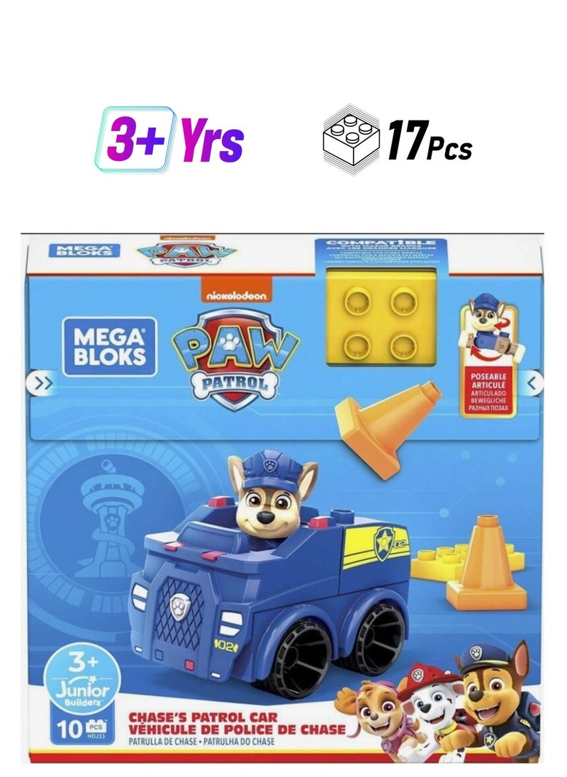 Mega Bloks Mega Bloks Paw Patrol Chase'S Patrol Car Building Set with 1 Chase Figure  - Image 1