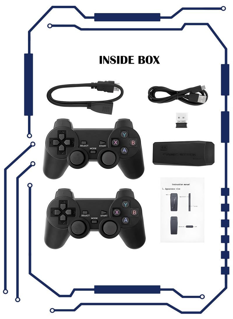 Toshonics - 4K Retro Game Console Dual 2.4G Wireless Gaming Joystick Controllers Pads Bluetooth Rechargeable 10000 Plus Video Games Stick 9 Emulators TV High Definition HDMI Output Best Gift For Kids 64GB - Image 1