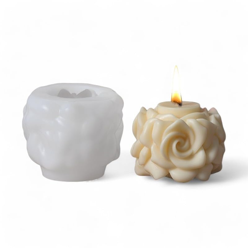 FirstTry Flowers Candle Mold I 3D Fondant Rose Flower Shape Silicone Scented Wax Mould I for DIY Handmade Ornament Cake Décor Aromatherapy Soap Resin Art Craft Home Desktop Décor - Image 1