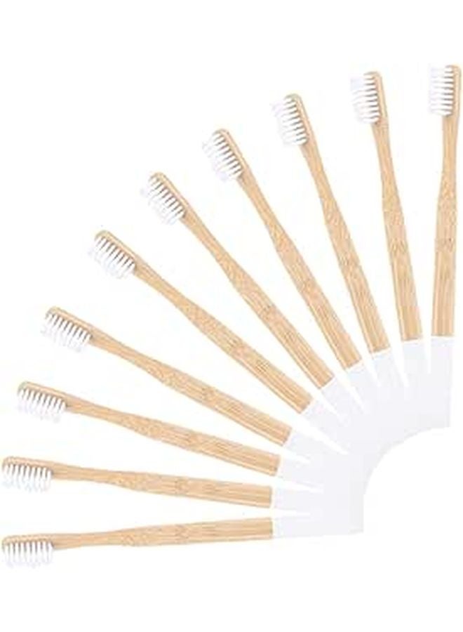 Eco Friendly Toothbrush Set 10pcs Soft Bristles Biodegradable Handle White - Image 1