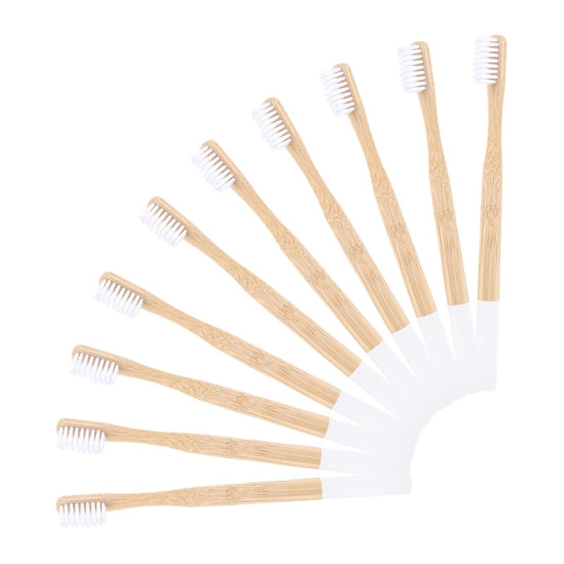 Eco Friendly Toothbrush Set 10pcs Soft Bristles Biodegradable Handle White - Image 2