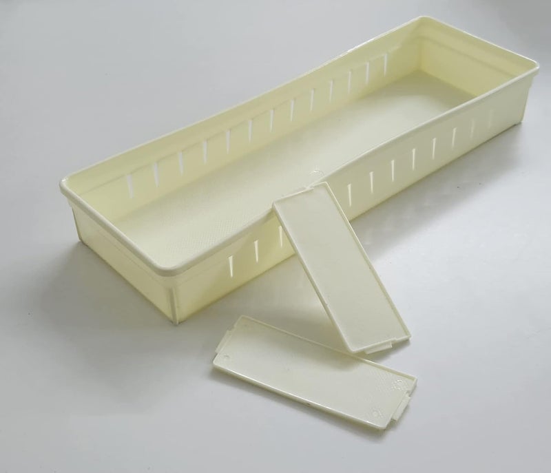 CSM Basket Cutlery Drawer Desk Organizer Divider TraySet of 2 baskets Beige White - Image 4