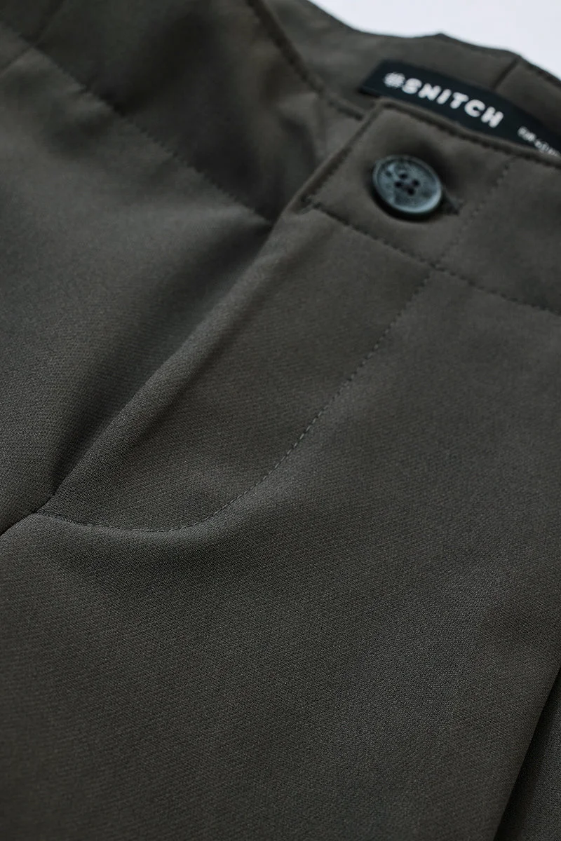 سنيتش Grey Solid Slim Fit Formal Trousers