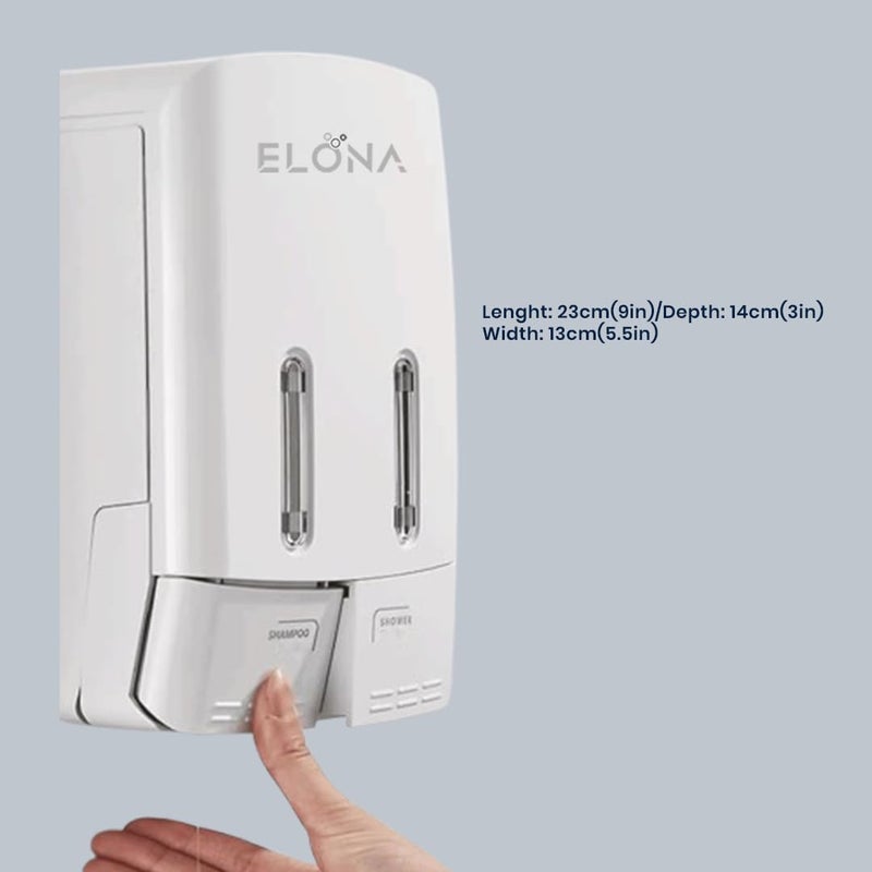 ELONA Dual Liquid Soap Dispenser 480ml WallMounted Dispenser LeakFree HeavyDuty Design for Bathroom Kitchen Ideal for Liquid Soap Sanitizers Modern Look - Image 4