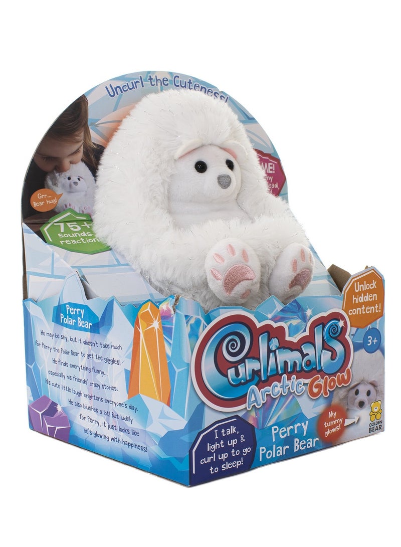 جولدن بير Curlimals Arctic Glow Perry Polar Bear لعبة تفاعلية ناعمة مع أكثر من 75 صوتًا وردود فعل تستجيب للمس بالأضواء هدية حيوانات القطب الشمالي الممتعة للفتيات والفتيان بعمر 3+، أبيض - Image 2