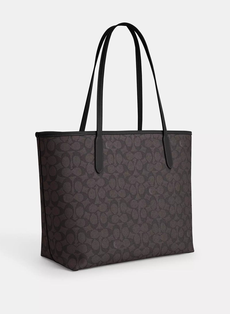 كوتش اوت ليت حقيبة توت Coach City من القماش المميز للنساء، حقيبة كتف كبيرة الحجم، متعددة الاستخدامات، بسعة كبيرة، حقيبة توت - Image 4