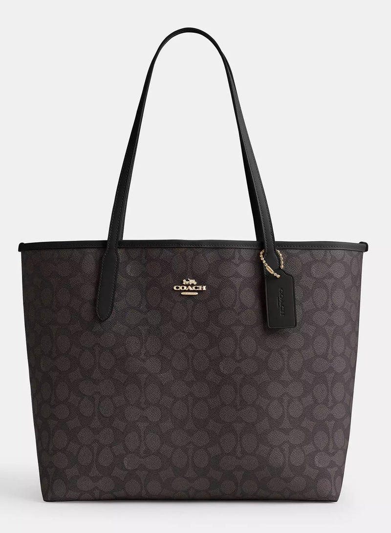 كوتش اوت ليت حقيبة توت Coach City من القماش المميز للنساء، حقيبة كتف كبيرة الحجم، متعددة الاستخدامات، بسعة كبيرة، حقيبة توت - Image 2