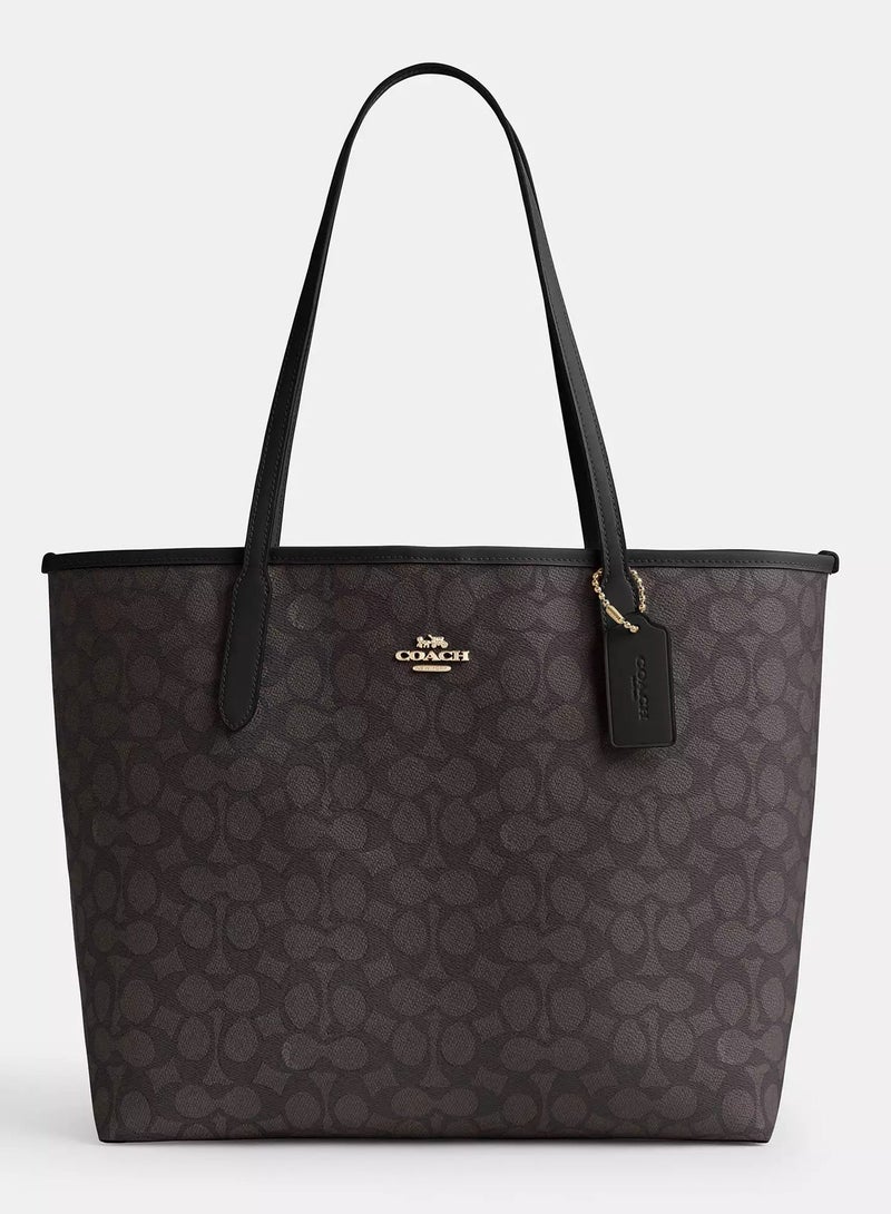 coachoutlet Coach City Tote Bag In Signature Canvas Women's Fashion Versatile Large Capacity Large Size Handheld Shoulder Bag Tote Bag - Image 1