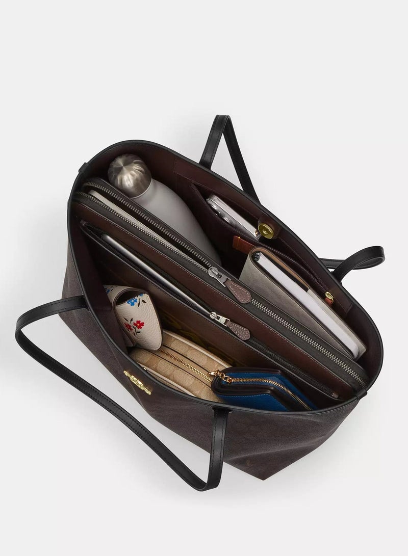 coachoutlet Coach City Tote Bag In Signature Canvas Women's Fashion Versatile Large Capacity Large Size Handheld Shoulder Bag Tote Bag - Image 5