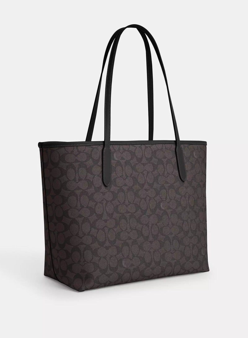 coachoutlet Coach City Tote Bag In Signature Canvas Women's Fashion Versatile Large Capacity Large Size Handheld Shoulder Bag Tote Bag - Image 3