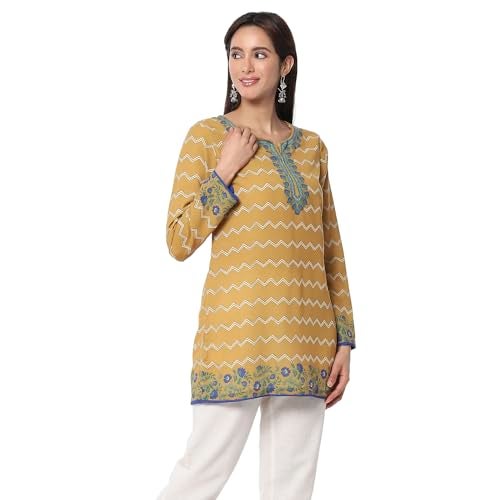 Biba Women's Mustard Straight Short Kurta - Image 3