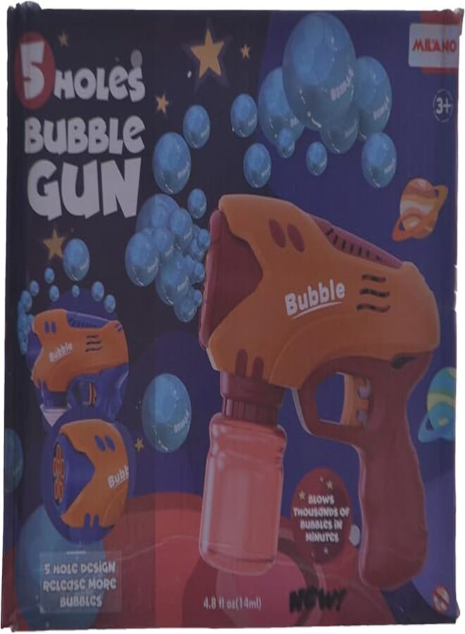 milano Milano Plastic Bubble Gun With 5 Holes For Kids - Multi Color