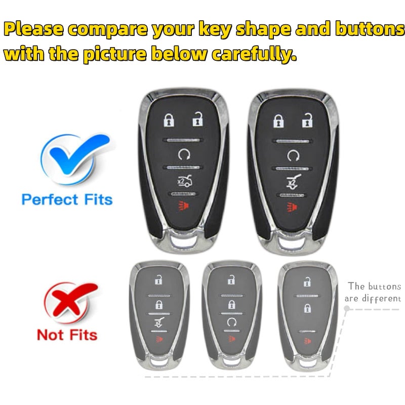 RFSRZ Smart Key Fob Cover Case With diamond Key Chain and Bracelet Key Holder Fits for Chevy Equinox Malibu Cruze Tahoe Camaro Traverse Blazer Volt Bolt 5 Buttons (Black) - Image 2