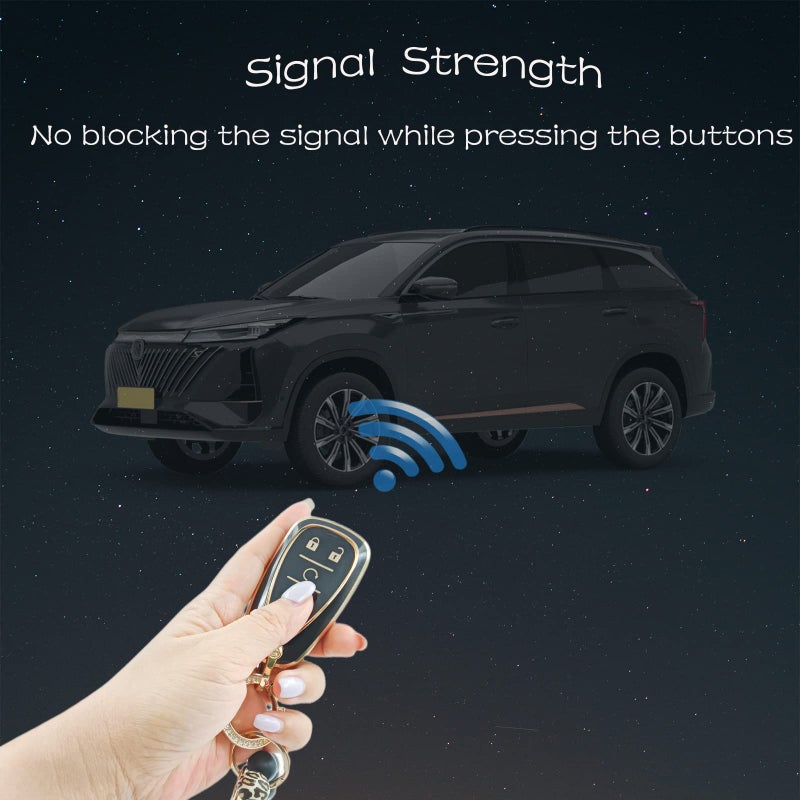 RFSRZ Smart Key Fob Cover Case With diamond Key Chain and Bracelet Key Holder Fits for Chevy Equinox Malibu Cruze Tahoe Camaro Traverse Blazer Volt Bolt 5 Buttons (Black) - Image 4