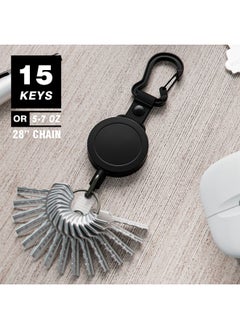 ELV Heavy Duty Retractable Id Badge Holder Key Reel With Adjustable Neck Lanyard, Zinc Alloy Carabiner, Key Ring, Id Badge Strap, 2 Pen Holders And Lobster Clip, 32” Dyneema Cord, Hold Up To 15 Keys  - Image 5