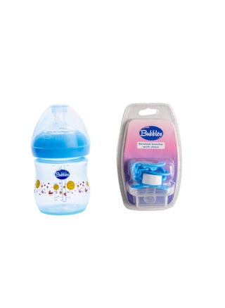 Bubbles Set Natural Baby Bottle 1m 150ml Blue+ Pacifier With Chain Blue - pzsku/ZFFD46475432787DA7B08Z/45/_/1721481506/0b215f82-3137-4a8b-b707-41d24f55f143