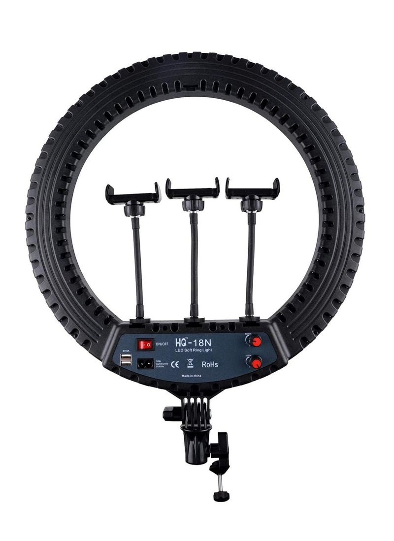 HQ - HQ-18N LED Ring Light For Vlogging Photography And Video Shooting With Remote Control Phone Clamp And  Tripod Mount - Image 1