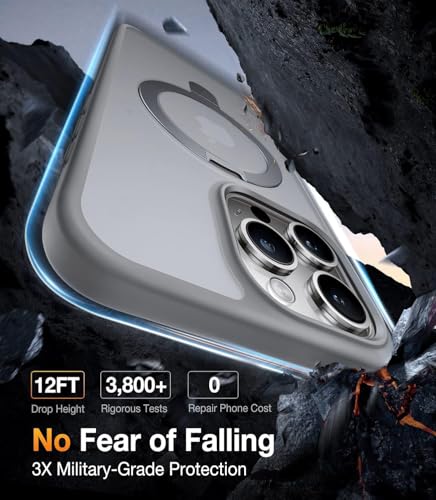 AIBEX Back Cover for Apple iPhone 13 Pro Max with OStand Ring Kickstand| Mag-Saf Compatible Magnetic Metal Alloy Ring| Wireless Charging|Slim Thin Scratch Resistant Armor|Shockproof Protective - Grey - Image 5