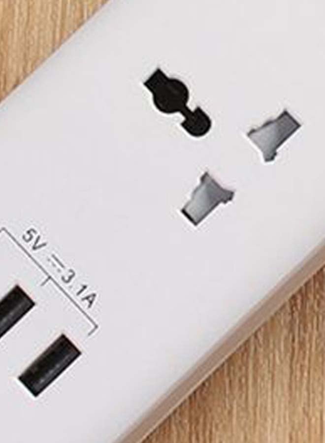Power Strip With 3 Outlet Socket And 3 USB Port White 39.5cm - Image 2