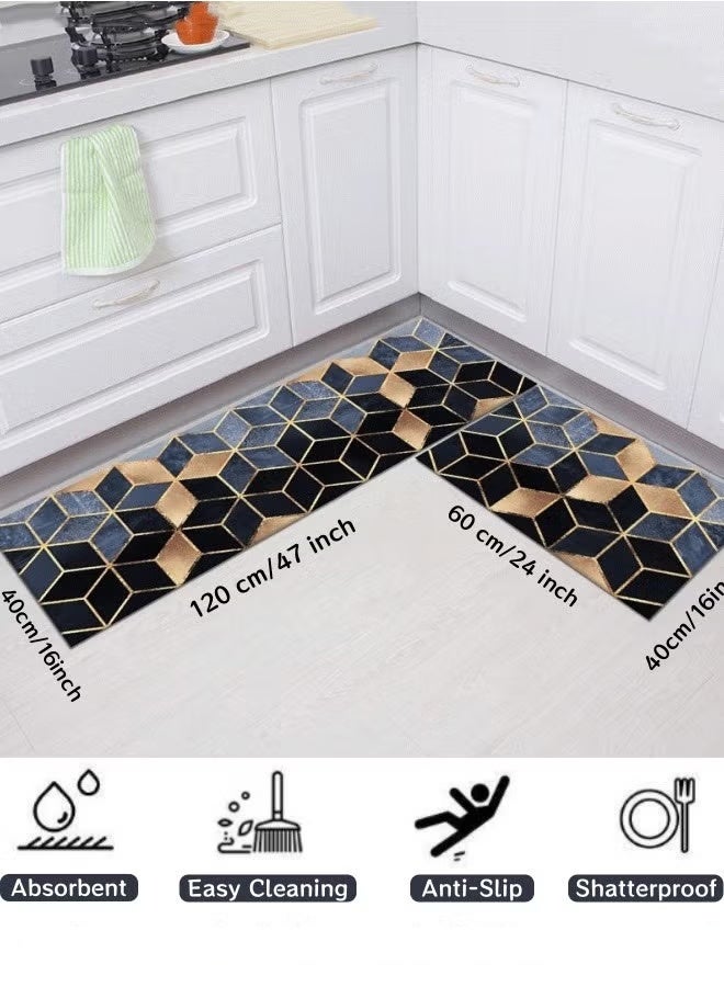 Poxvalzor Doormats,Mats,Home kitchen floor mat,Anti dirty bathroom floor mat,Kitchen Rug And Mat,Water absorbing,Draining mat,oil absorbing, anti slip mat, household carpet,3D geometric pattern carpet floor, anti slip carpet floor Suitable for kitchen, bathroom, doorstep, bedroom（40 x 60CM,40x120cm） - Image 2