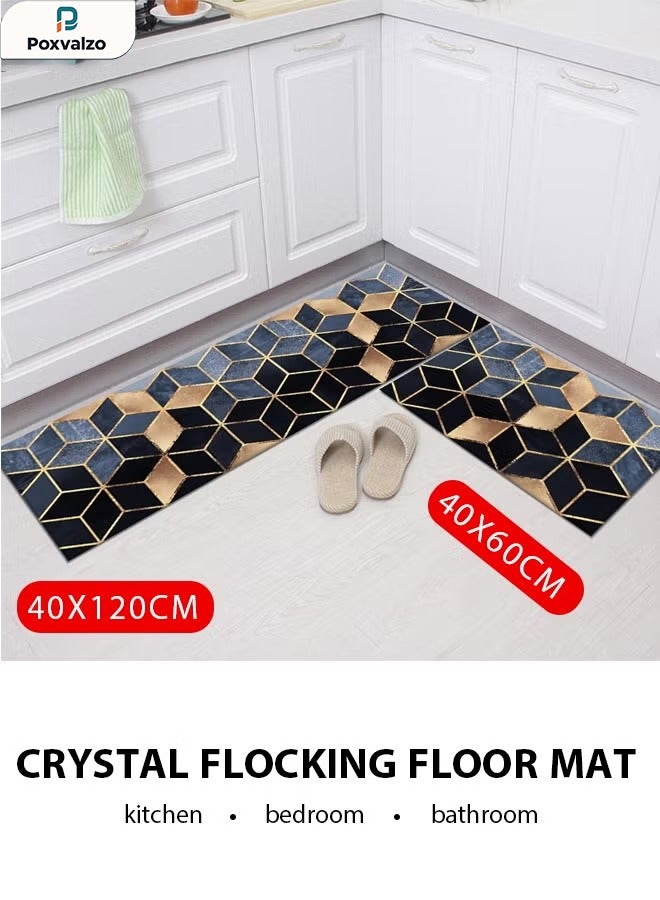 Poxvalzor Doormats,Mats,Home kitchen floor mat,Anti dirty bathroom floor mat,Kitchen Rug And Mat,Water absorbing,Draining mat,oil absorbing, anti slip mat, household carpet,3D geometric pattern carpet floor, anti slip carpet floor Suitable for kitchen, bathroom, doorstep, bedroom（40 x 60CM,40x120cm） - Image 1