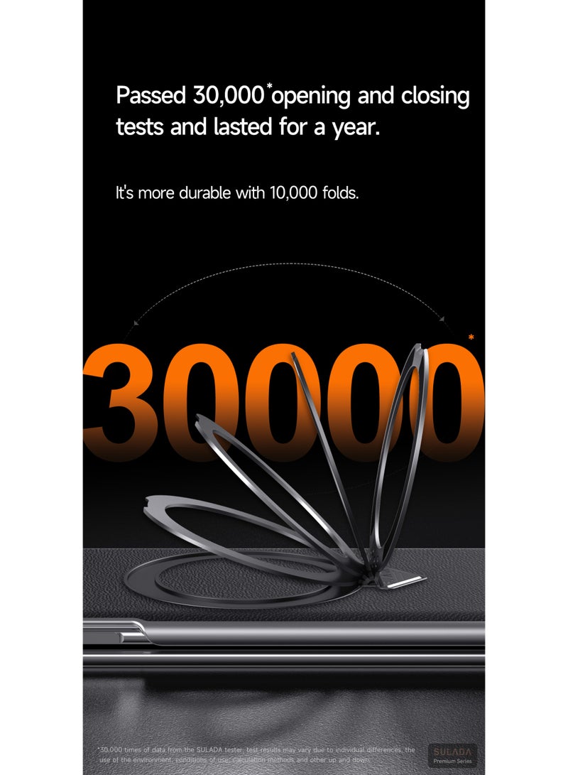 SULADA Genuine Leather for Samsung Galaxy Z Fold 7 Case, with Magnetic Kickstand, Hinge Cover Camera Protection, Black - Image 3