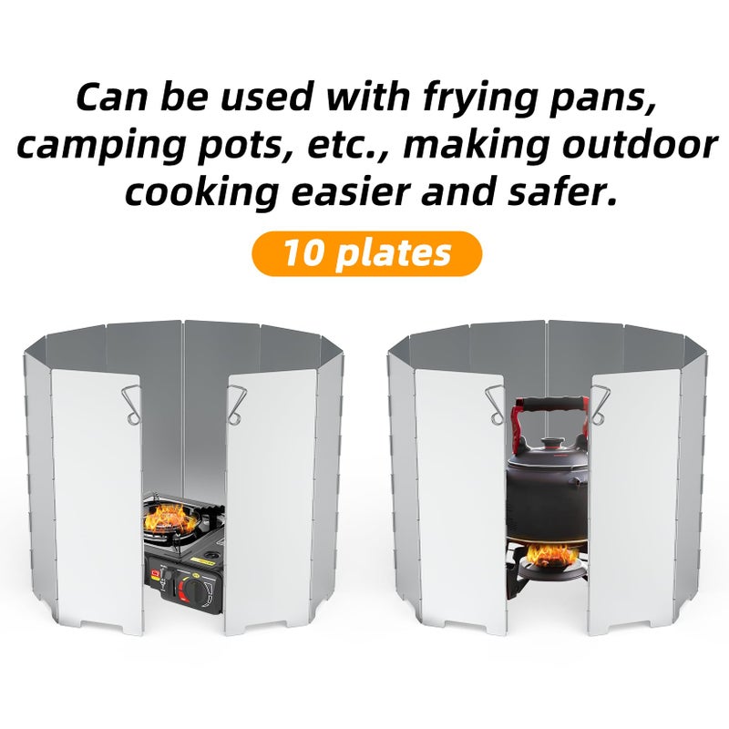 RioRand Folding Ultralight Camping Stove Windscreen Portable Backpacking Stove Windshield, Backpack Windscreen for Butane/Backpacking Stoves Camp Windshield for Outdoor Camping Hiking BBQ (10 Plates) - Image 5