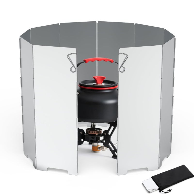 RioRand Folding Ultralight Camping Stove Windscreen Portable Backpacking Stove Windshield, Backpack Windscreen for Butane/Backpacking Stoves Camp Windshield for Outdoor Camping Hiking BBQ (10 Plates) - Image 1