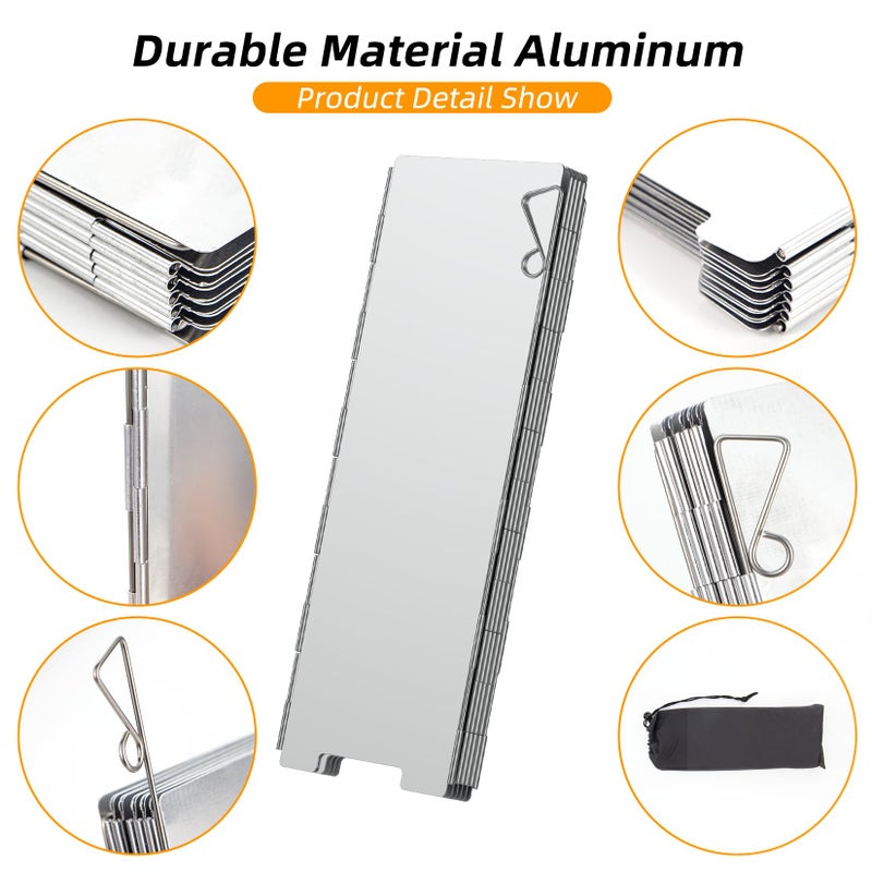 RioRand Folding Ultralight Camping Stove Windscreen Portable Backpacking Stove Windshield, Backpack Windscreen for Butane/Backpacking Stoves Camp Windshield for Outdoor Camping Hiking BBQ (10 Plates) - Image 4