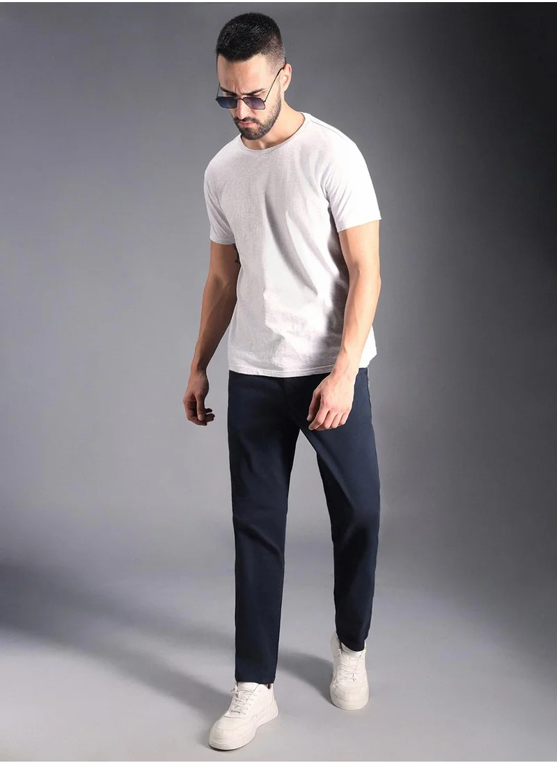 HIGH STAR Relaxed Mid-Rise Cotton Regular Trousers for Men