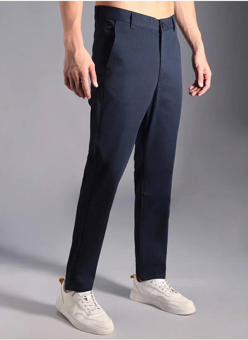 HIGH STAR Relaxed Mid-Rise Cotton Regular Trousers for Men