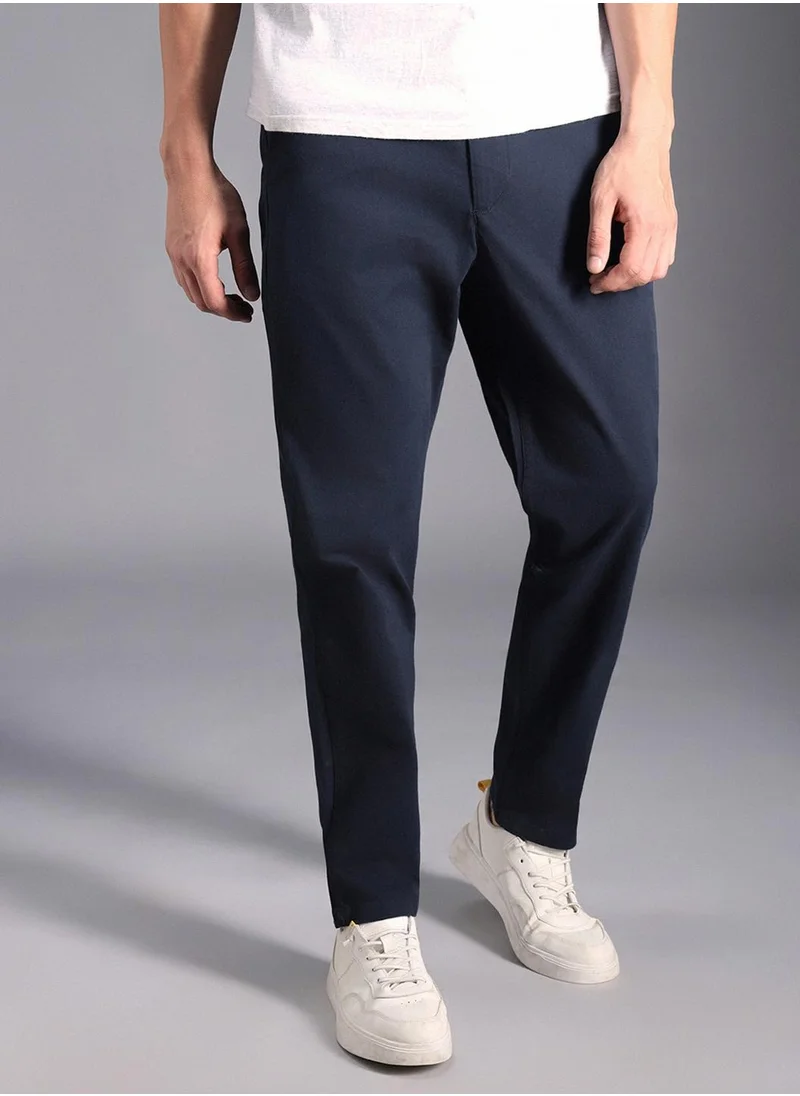 HIGH STAR Relaxed Mid-Rise Cotton Regular Trousers for Men