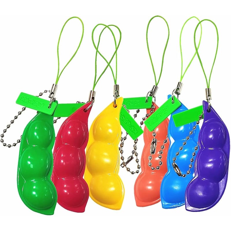 RMISODO 12PCS Squeeze Bean Keychain Fidget Toys, Soybean Fidget Toys,Edamame Keychain Fidget Toy Bulk,Anti-Anxiety,Party Favor Toys - Image 3