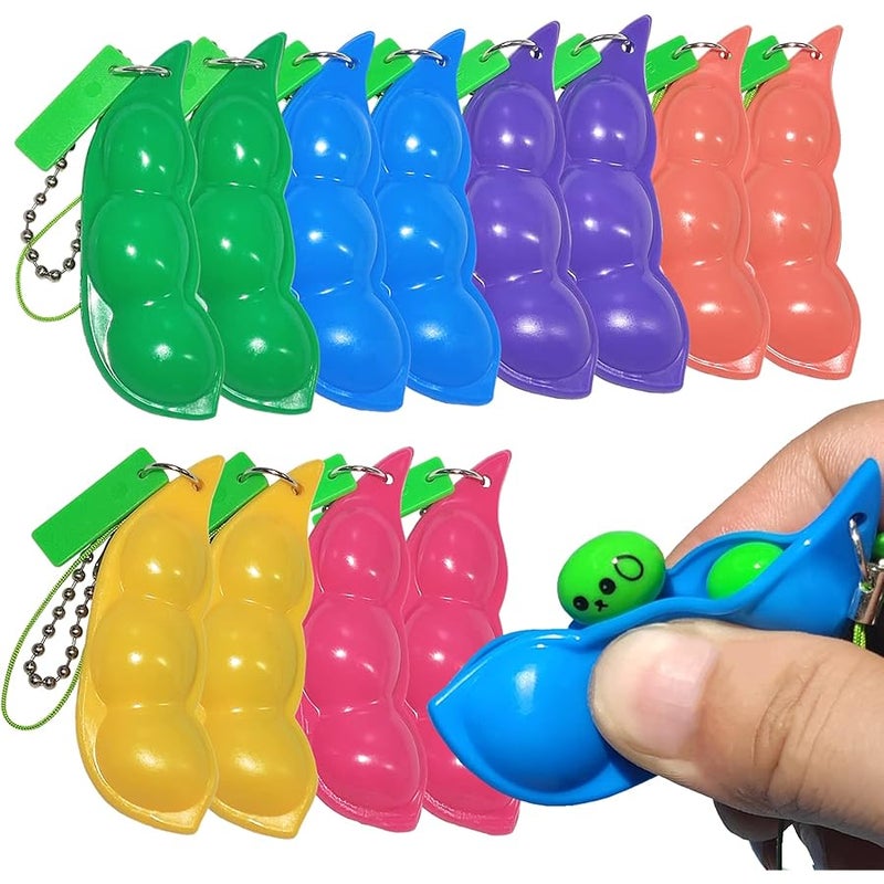 RMISODO 12PCS Squeeze Bean Keychain Fidget Toys, Soybean Fidget Toys,Edamame Keychain Fidget Toy Bulk,Anti-Anxiety,Party Favor Toys - Image 1