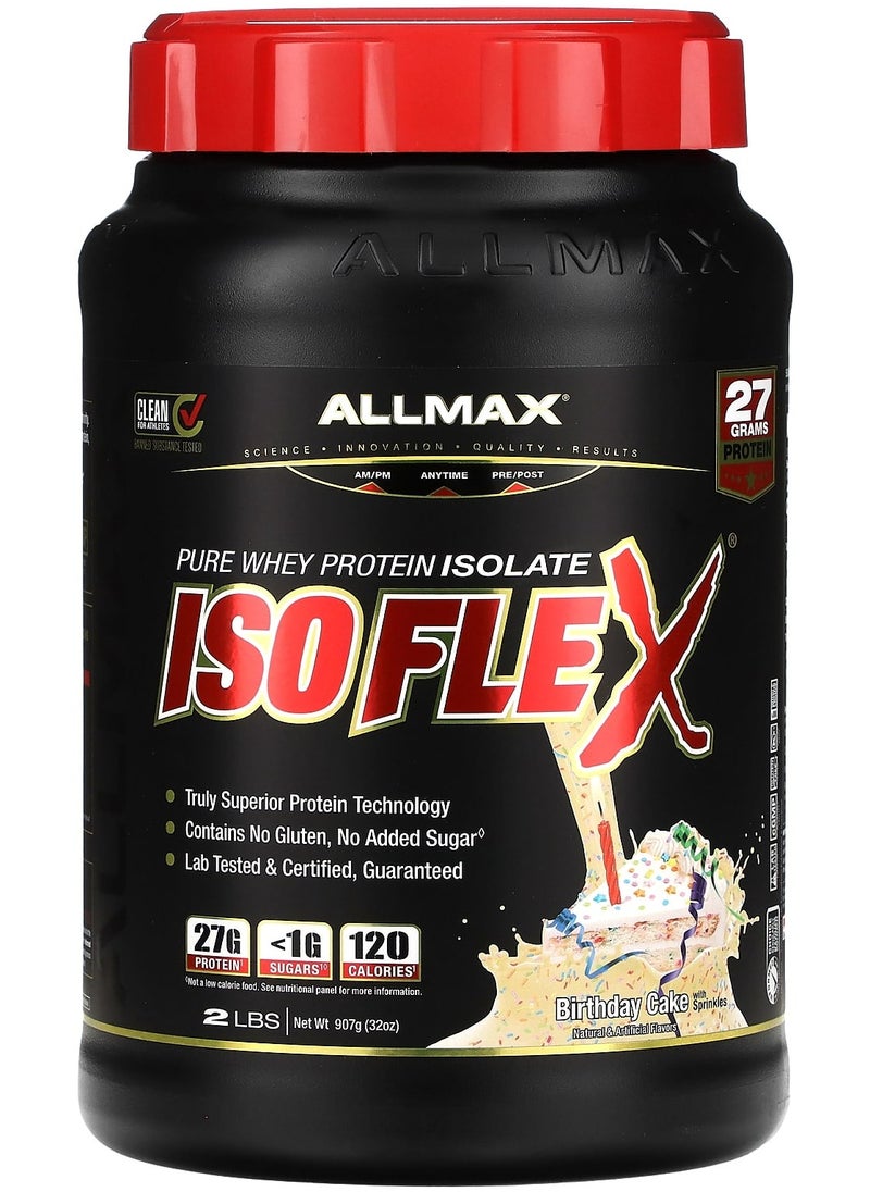 Allmax - Isoflex, 100% Pure Whey Protein Isolate, Birthday Cake with Sprinkles, 2 lbs (907 g) - Image 1