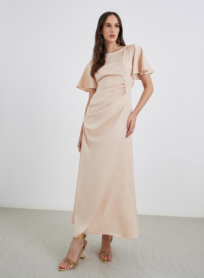 Styli Satin Gathered Detail A-Line Maxi Dress - Image 2