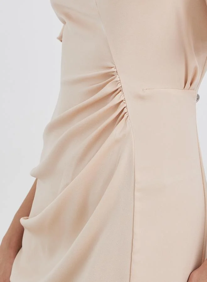 Styli Styli Satin Gathered Detail A-Line Maxi Dress