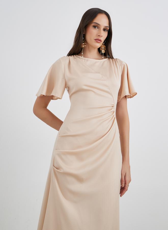 Styli Satin Gathered Detail A-Line Maxi Dress - Image 3