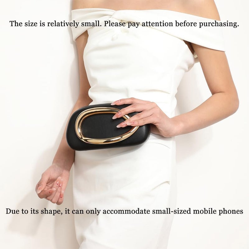 CUXVA PU Leather Evening Handbags for Women Hand-held Clutch Purse with Chain Vintage Metal Decoration Crossbody Bag - Image 4
