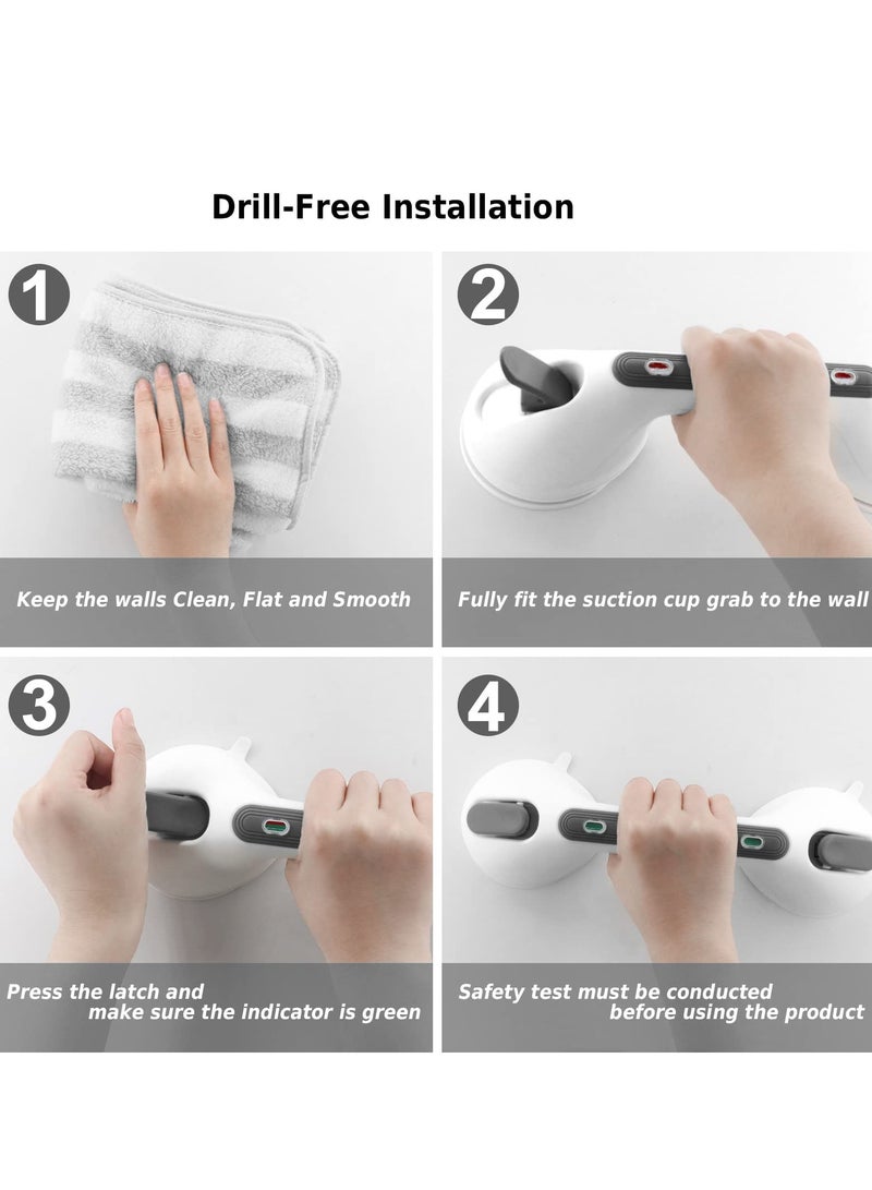 Heavy Duty Suction Shower Handles for Seniors, Safety Grab Bars with Indicator for Bathroom, Shower and Bathtub, Grey  - Image 5