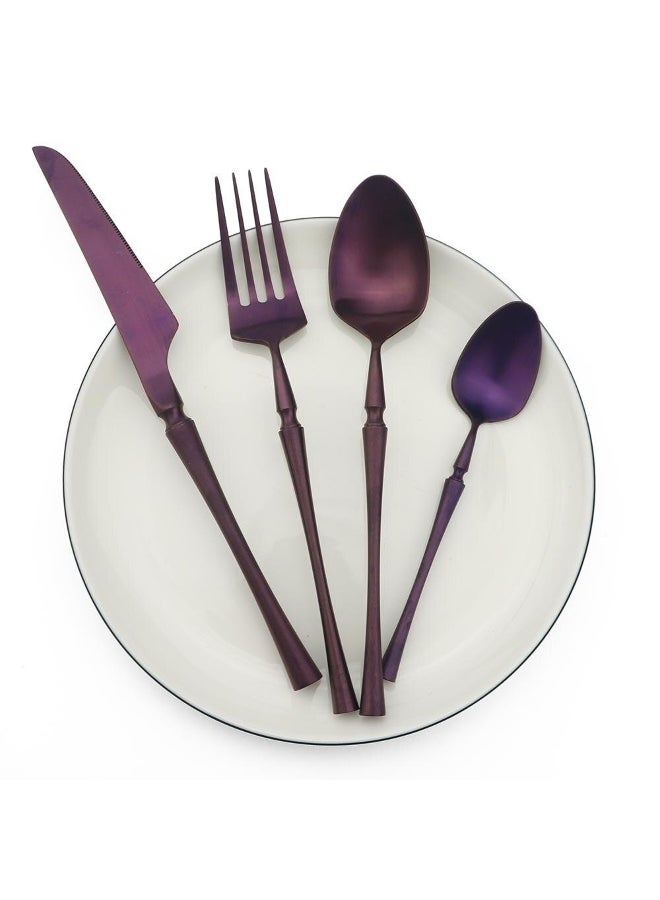 New Stainless Steel Purple Cutlery Set Matte Polishing Black Dinnerware Set Tableware Dinner Knife Fork Soup Kitchen Accessories