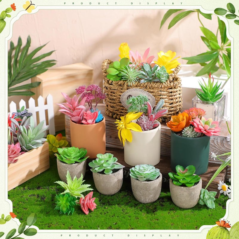 WILLBOND 100 Pcs Succulents Plants Artificial Fake Succulents Bulk Artificial Succulents Unpotted Realistic Plants Assorted Textured Succulent Succulent Plastic Cactus Stems Decoration (Fresh Style) - Image 5