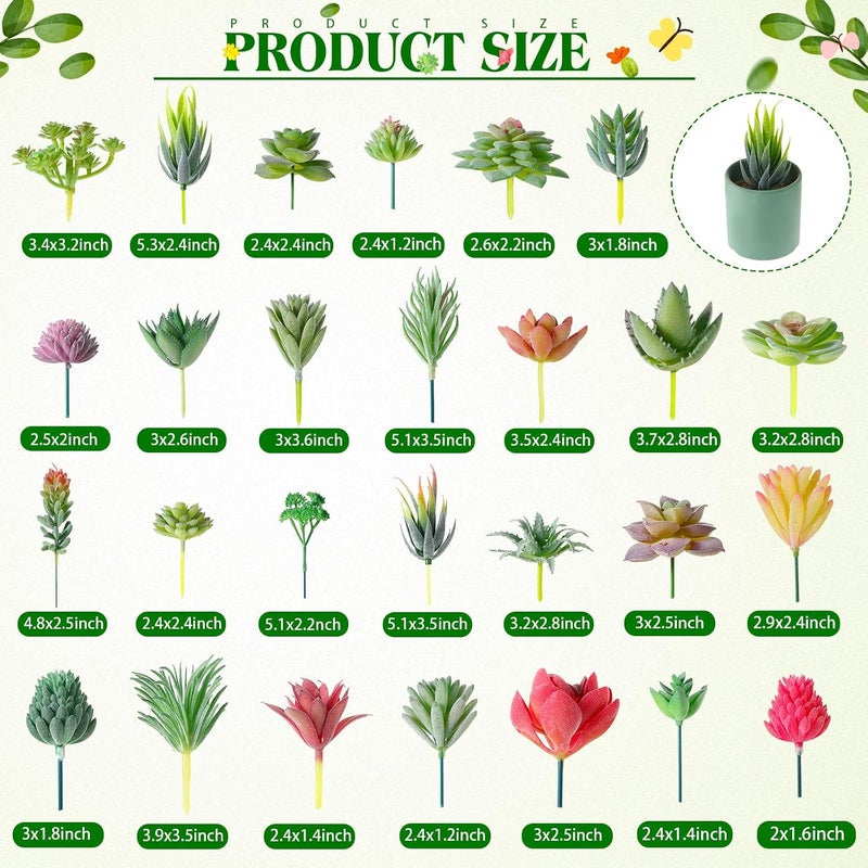 WILLBOND 100 Pcs Succulents Plants Artificial Fake Succulents Bulk Artificial Succulents Unpotted Realistic Plants Assorted Textured Succulent Succulent Plastic Cactus Stems Decoration (Fresh Style) - Image 3