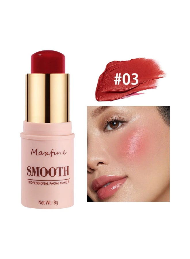Maxfine Smooth Professional Facial Makeup,Cheeks & Lips and Eyes, 3 in 1 Creamy Blush,Moisturizing and Delicate Long Lasting Makeup Retention (#03) - Image 1