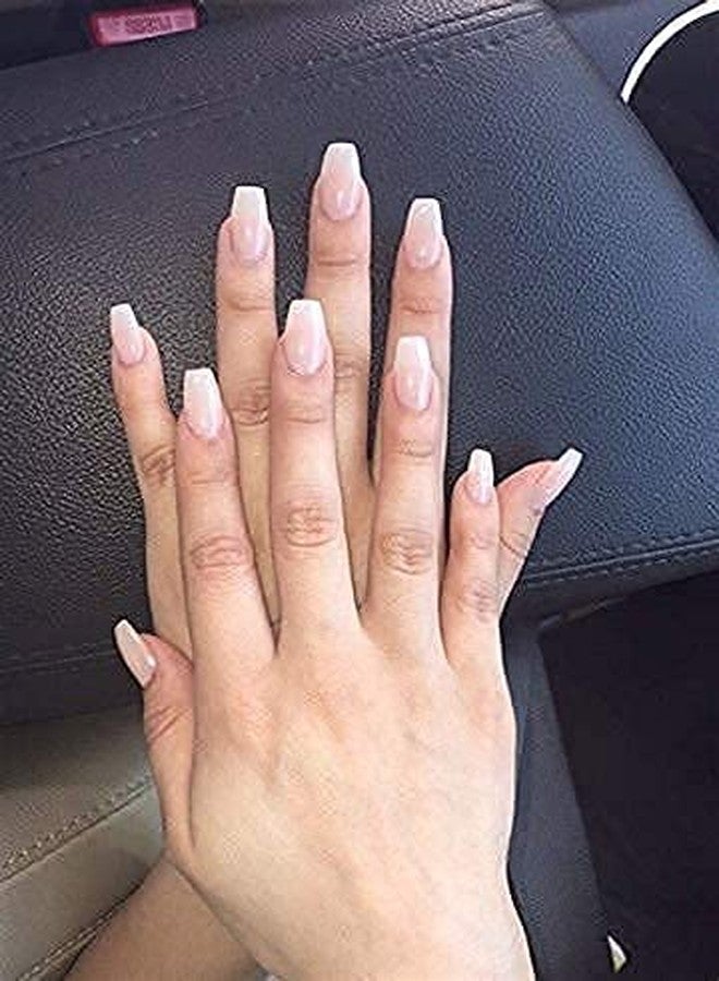 TWIREY Set Of 100Pc Professional/Personal Reusable Clear/transparent French Long Acrylic False Fake Nails DIY Decoration Nail art Tip Accessory with Glue (Pack of 1) (NAIL 2) - Image 3