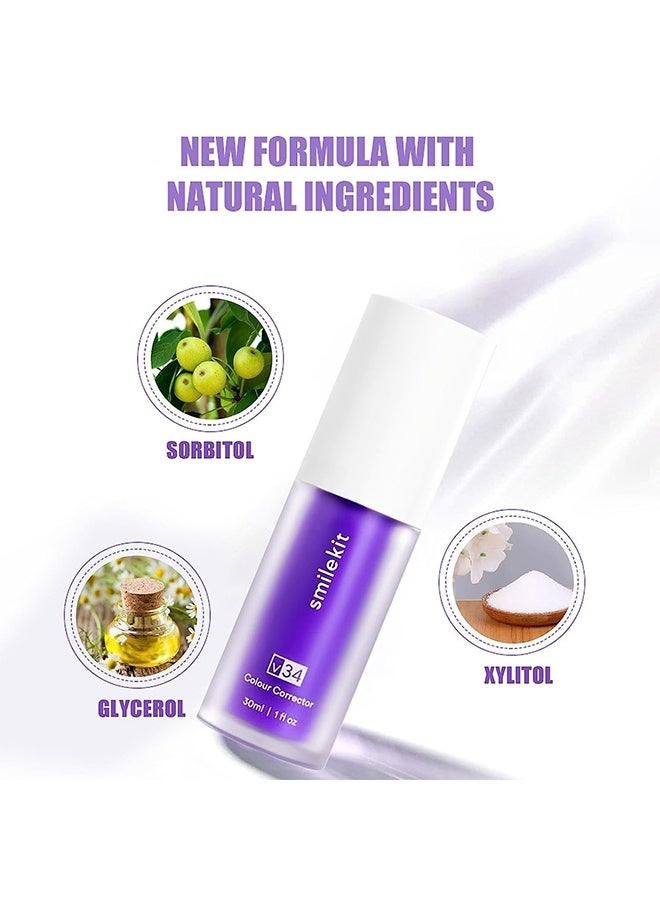 SMILEKIT v34 Colour Corrector, Purple Teeth Whitening, Tooth Stain Removal, Teeth Whitening Booster, Purple Toothpaste, Colour Correcting - Image 5