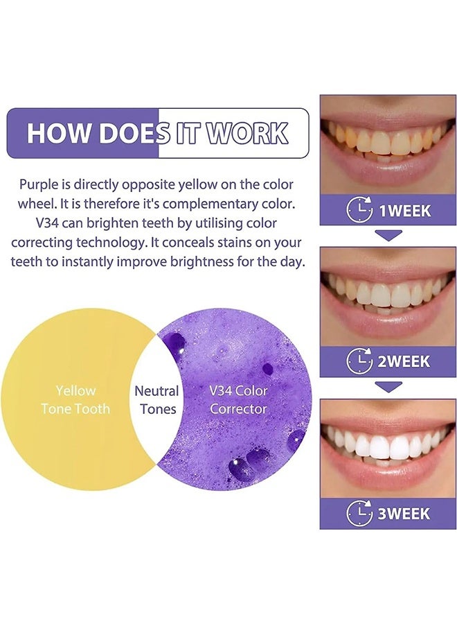 SMILEKIT v34 Colour Corrector, Purple Teeth Whitening, Tooth Stain Removal, Teeth Whitening Booster, Purple Toothpaste, Colour Correcting - Image 4