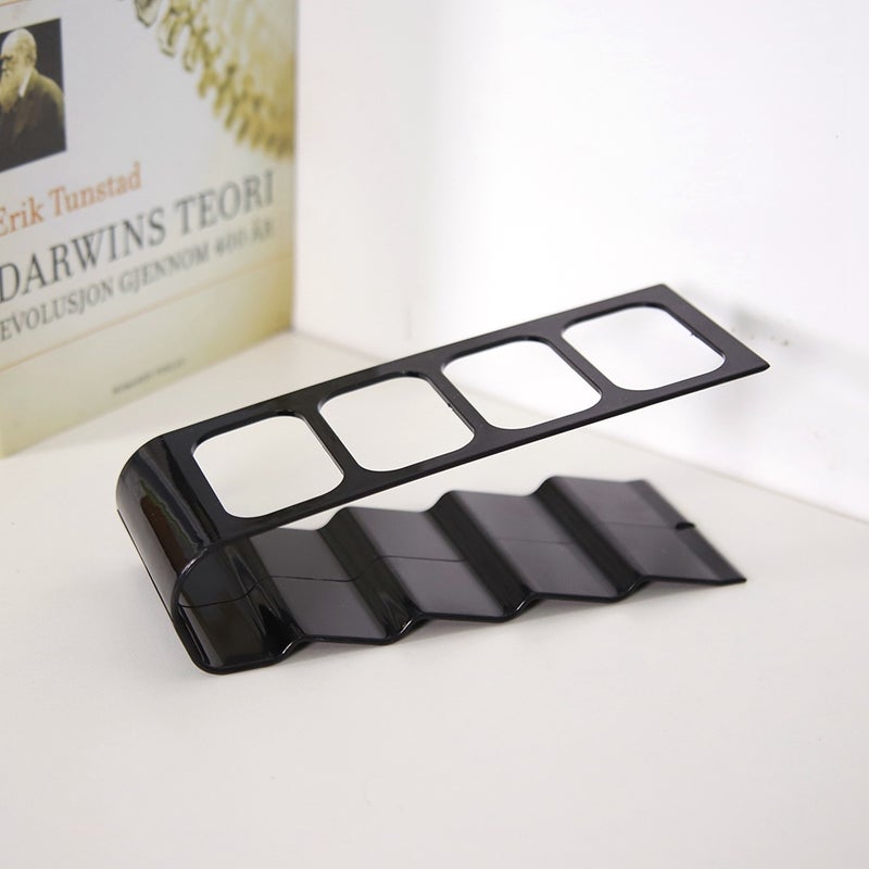Desktop Plastic Phone VCR DVD TV Step Remote Control Holder Storage Rack Organizer (Black) - Image 5