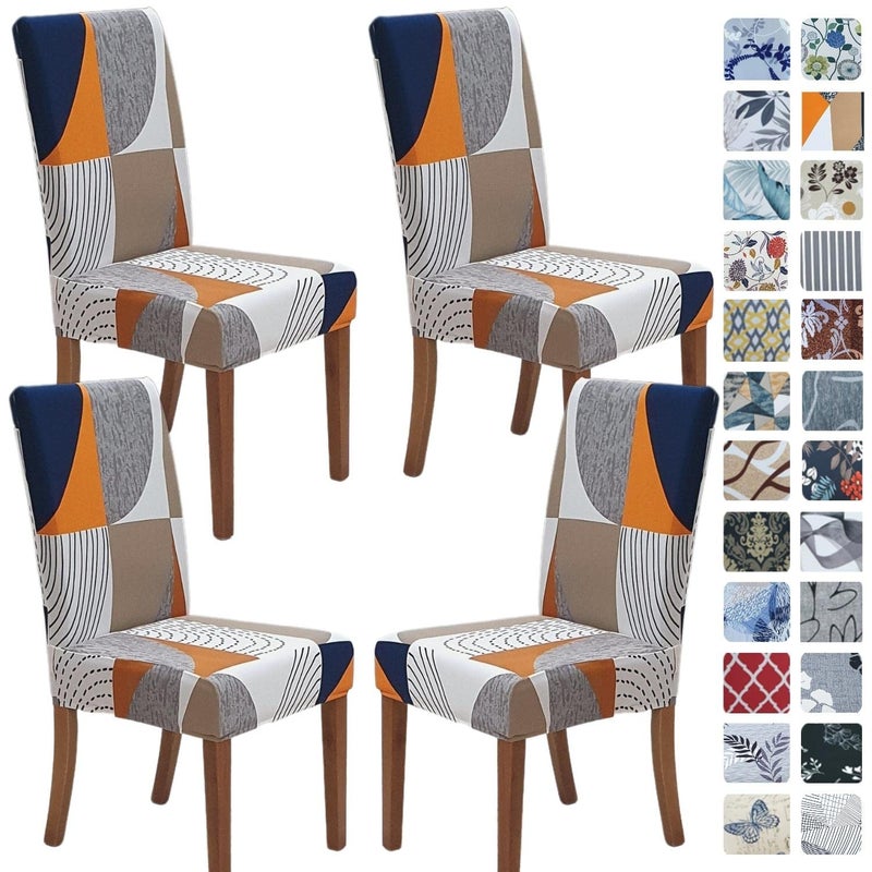 SPRINGRICO Chair Covers for Dining Room Set of 4 Stretch Dining Chair Cover Washable Spandex Kitchen Parsons Chair Slipcovers Removable Seat Protector for Home or Party 4 Pack Color Matrix